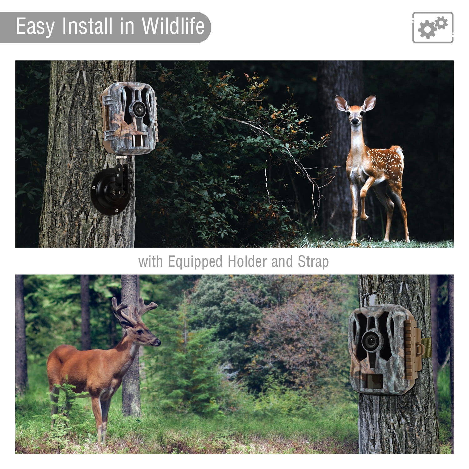 Night Vision MINI Game Trail Deer Cameras Yard & Field Cameras 20MP 1296P Video Motion Activated Waterproof for Hunters Hunting Wildlife, Outdoor Animals Tracking & Home Security