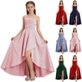 thumbnail image 1 of Tranfacy Robes pour Filles Sans Manches Extensibles Unies Ligne A Tournoyantes Patineuse École Récital Col Rond pour Ados Enfants, 1 of 6