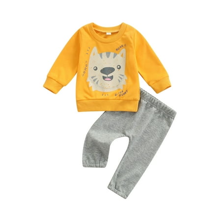 

Gureui Newborn Infant Baby Boys Girls Clothes Set Long Sleeve Animal Pullover Tops + Pants 2Pcs Fall Outfits 0-18M