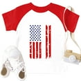 thumbnail image 3 of XADYUY Girls American Flag Shirts Usa Flag Print Patriotic T Shirt 4th Of July Tee Shirts Crew Neck Raglan Sleeve Tees Dressy Independent Day T Shirt 7-8 Years,Sky Blue, 3 of 5