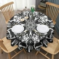 thumbnail image 3 of Black White Tie Dye Mandala Pattern Round Tablecloth 60"x60",Wrinkle Wipeable Table Cloth for Kitchen Dining Room Picnic Patio Party, 3 of 6