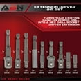 ABN Drill Bit Extension Driver Bit Set 9pc Socket Adapter Set Hex