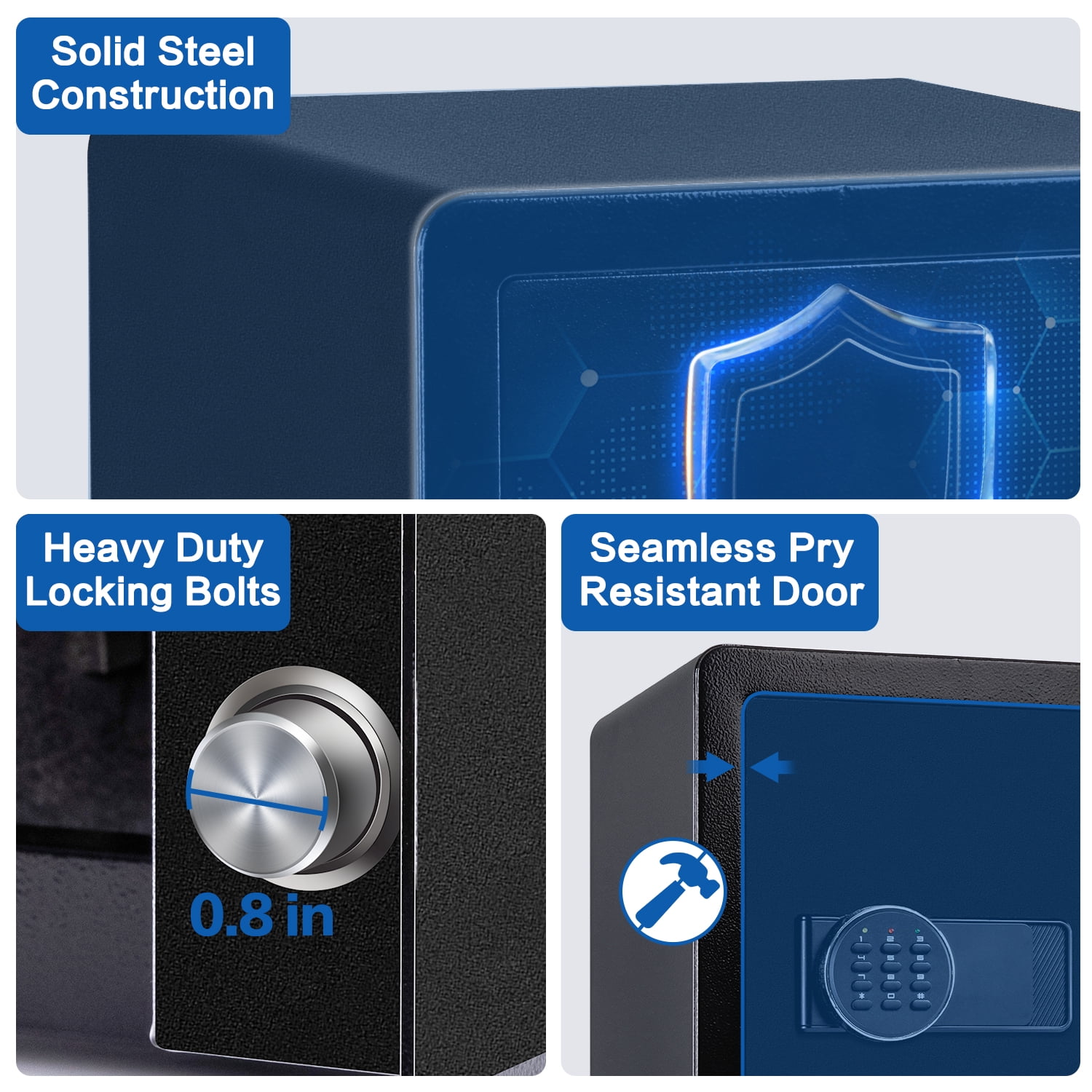 2.0 Cubic Feet Security Safe Box, Dual Alarm System,  W/Electronic Digital Keypad, LED Light for Home Office Hotel Use 15"D x 12.2W" x 17.7"H