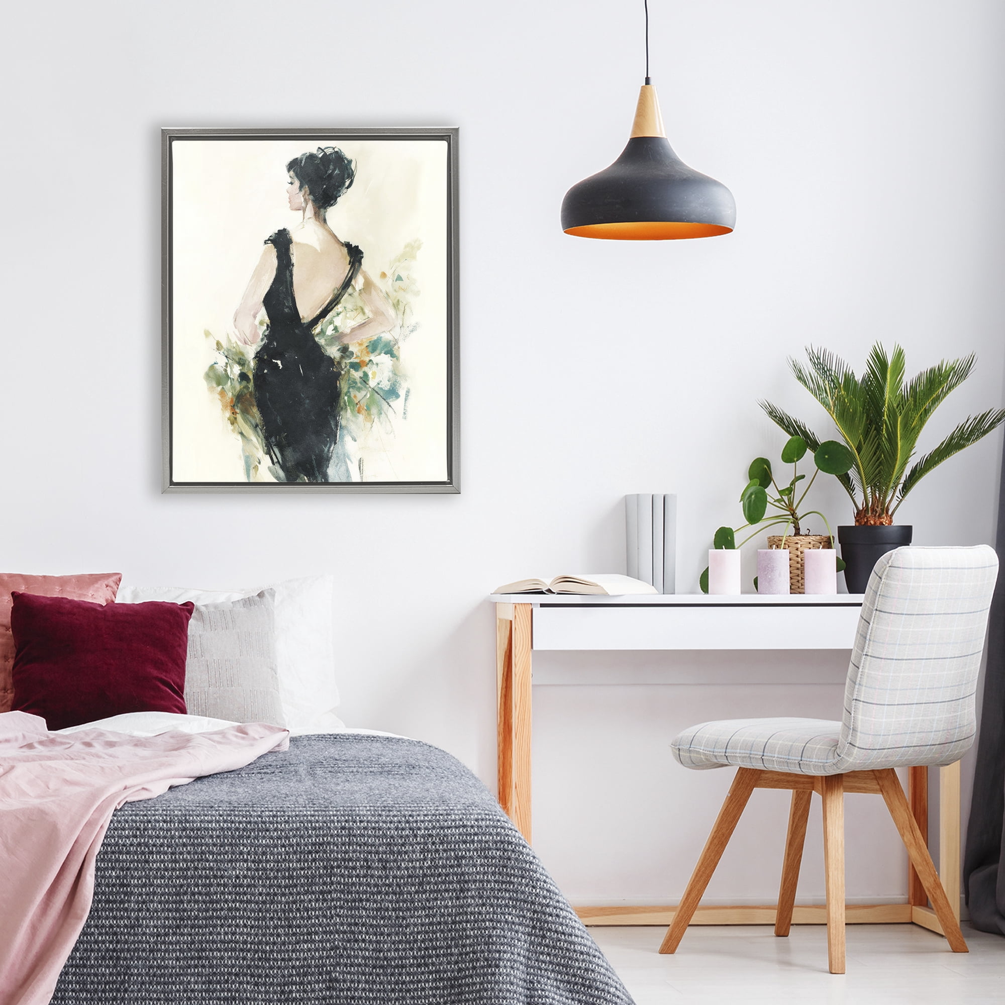 Stupell Industries Backless Reverie Gown Gray Framed Floater Canvas Wall Art, design by Svetlana Aleynikova