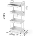 thumbnail image 6 of LLMRR 4 Tier Rolling Utility Cart with Drawer, Cart with Drawer & Handle, Bathroom Cart Organizer, Rolling Storage Cart with Drawer, Rolling Cart with Lockable Wheels for Kitchen, Office, White, 6 of 9