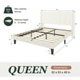 thumbnail image 6 of Amolife Queen Bed Frame, Upholstered Platform Bed with Wingback and Geometric Headboard, Cream White, 6 of 14
