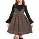 thumbnail image 4 of Vestido de manga larga con cuello redondo para niña, de moda, de dos piezas, con lazo decorativo y manga larga, para niñas de 3 a 10 años., 4 of 9