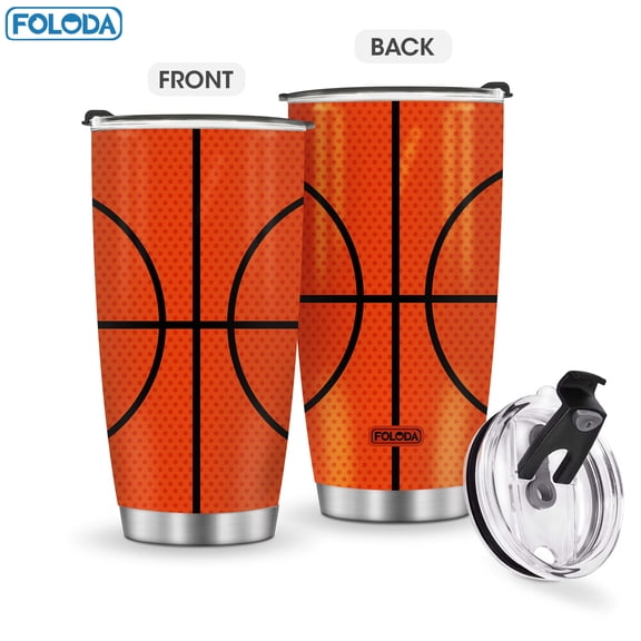 20oz With Lid Basketball Pattern Stainless Steel Tumbler Gifts Insulated Cup Travel Coffee Mug Xmas Gift Mug For Men Boy Basketball Player On Christmas Birthday Valentine's Day Gift Carry with you