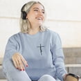 thumbnail image 3 of Christian Embroidery Faith Cross Inspirational Sweatshirt for Men and Women, 3 of 6