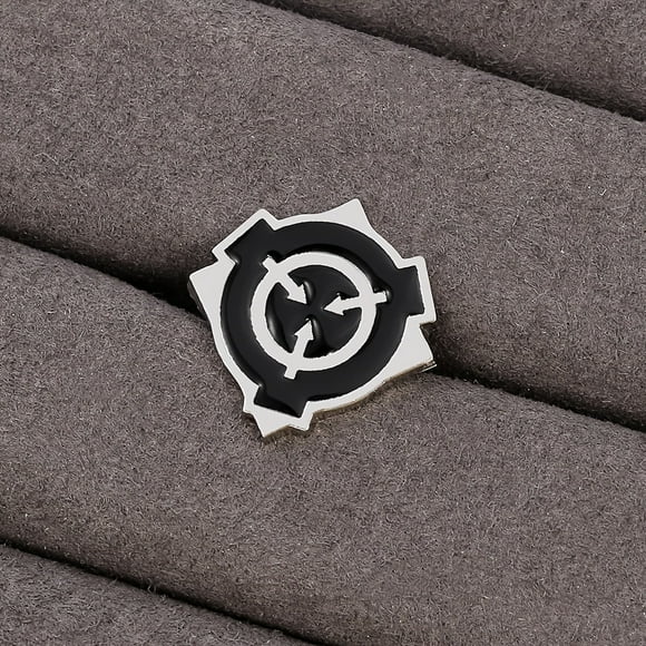 1pc Premium Black Textured Zinc Alloy SCP Foundation Badge Pin - Durable Two-Dimensional Metal Collectible for Anime Fans and Enthusiasts - Zircon Accented, Casual Style, Perfect for Cosplay and Gift