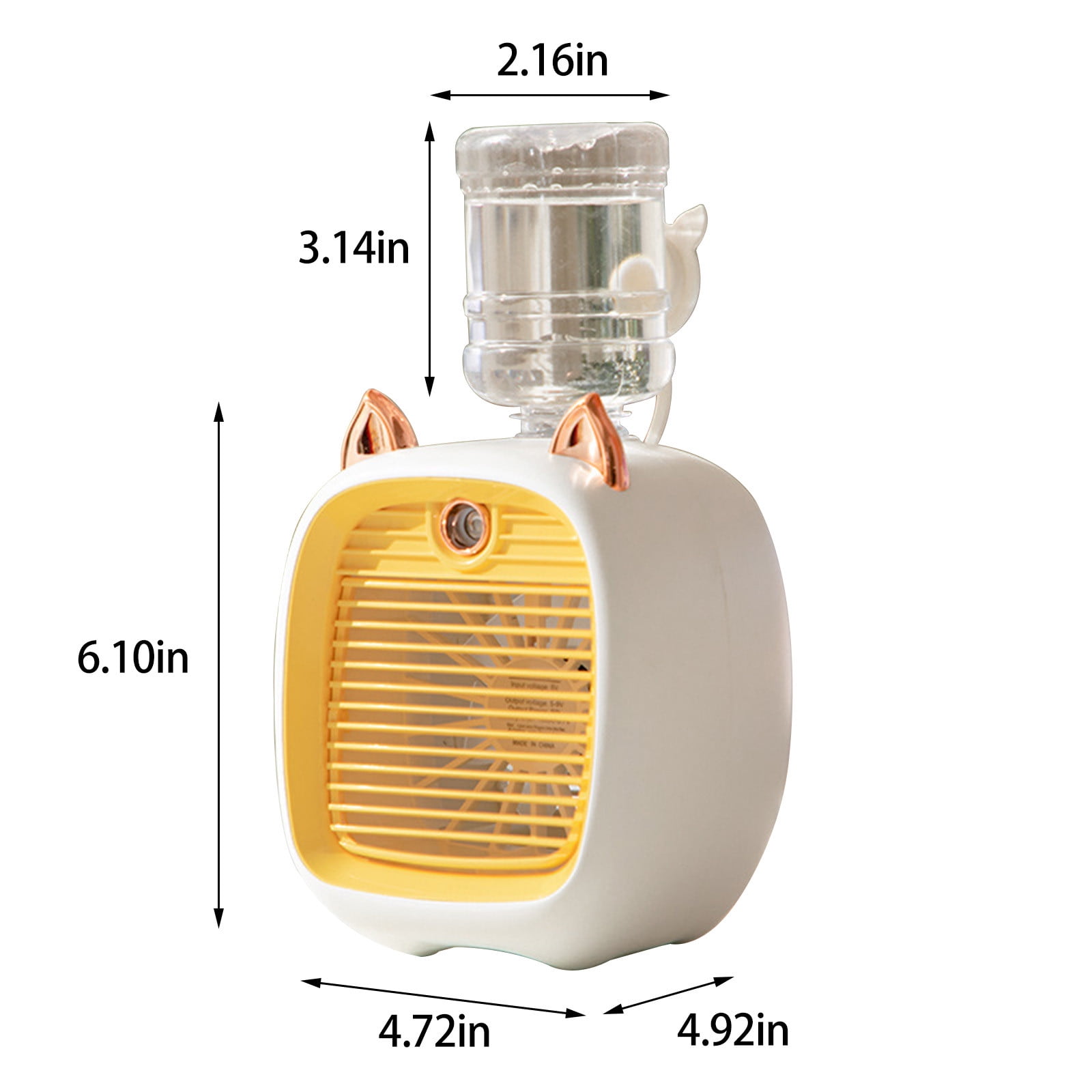 LACKUST Water Air-conditioning Fan with USB Turbo Spray Humidification,Portable Air Conditioners Fan,Air Conditioners for Room Kitchen Office Bedroom,Yellow
