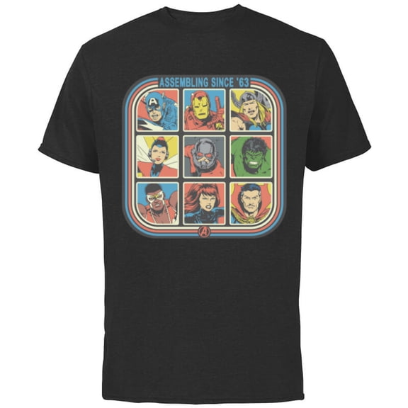 Marvel Avengers 60th Anniversary Assembling Since ’63 Retro- Short Sleeve Cotton T-Shirt for Adults - Customized-Black