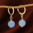 thumbnail image 2 of K-KED 10mm Blue Chalcedony Round Gemstone Beads Leverback Earrings Holiday Gift, 2 of 4
