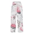 thumbnail image 4 of Jxximdong Pants for Women Women's Linen Printed Fashionable Simple Casual Loose Pants Pink L Trousers, 4 of 5