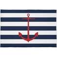 thumbnail image 3 of Shag Bath Rugs Nautical Retro Red Anchor on Stripes Plush Soft Fluffy Doormat Floor Carpet, Non-Slip Living Room Bedroom Kitchen Entryway Door Mats Navy Blue and White, 3 of 6