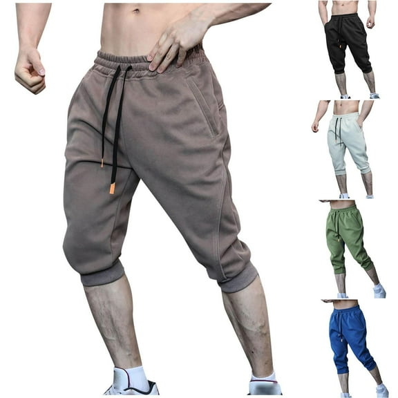 YanHoo Mens Sweat Shorts Below Knee Casual Mens Shorts Elastic Waist Drawstring Lightweight Summer Running Hiking Work Shorts with Pockets Green,XXXL