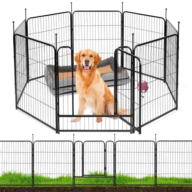 Valla para mascotas plegable de 8 paneles con puerta para interiores camping patio 140x70x80 cm