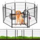 thumbnail image 1 of Valla para mascotas plegable de 8 paneles con puerta para interiores camping patio 140x70x80 cm, 1 of 7