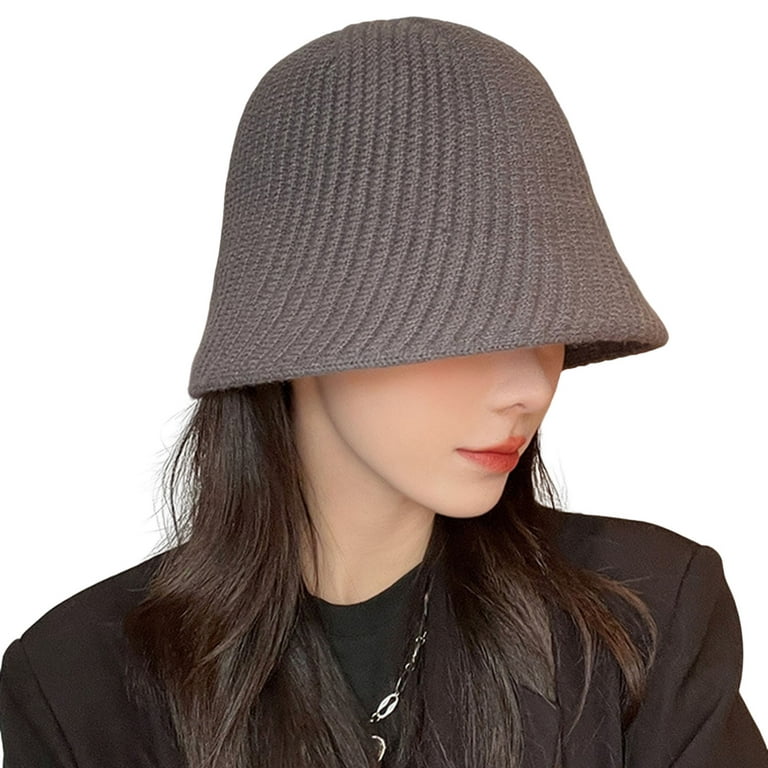 Bucket Hat Plain Solid Color Low Profile Thickened Soft Keep Warm