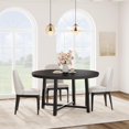 thumbnail image 2 of Studyset Round Dining Table for 4-6,47 inch Wood Dining Room Table with Sturdy Metal Frame & Rustic Brown Finish,Industrial Dinner Table,Large Round Table Circle Kitchen Table for Dining Room,Kitchen, 2 of 7