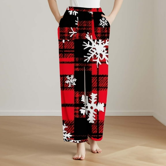 Elvqul Pajamas Pants for Women,Juniors Pajamas,Pants Only Winter Soft Flannel Holiday Comfortable,Size M