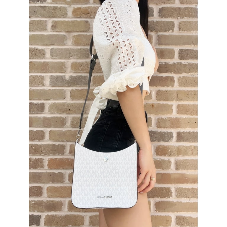 Michael kors teagen small messenger handbag crossbody in signature bright white sales