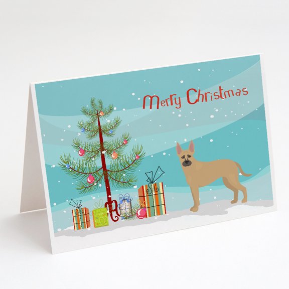 Shepherd Pit Mix #2 Christmas Tree Greeting Cards and Envelopes Pack of 8