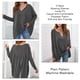 thumbnail image 5 of Camiseta holgada con cuello en V y mangas largas de murciélago para mujer, jersey informal con estampado liso, camisa gris oscuro XL, 5 of 6