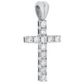 thumbnail image 2 of 14K White Gold Real Diamond Mini 1 Row Prong Set Cross Pendant 1" Charm 0.57 CT., 2 of 6