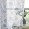 thumbnail image 4 of Bohogeo Blue Floral Leaf Print Poly Sheer Curtains with Linen Texture,2 Panels,84 inches in Length,Light-Filtering Privacy-Friendly Window Drapes with Rod Pocket for Living Room Decor,52W x 84L, 4 of 7