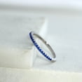 thumbnail image 2 of Bluebelljewels Blue Sapphire Half Eternity Ring, White Gold Plated Stacking Ring, Wedding Band,, 2 of 4