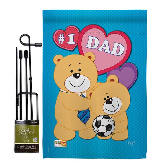Breeze Decor BD-FD-GS-115036-IP-BO-D-US04-BD 13 x 18.5 in. Love Dad Summer Fathers Day Impressions Decorative Vertical Double Sided Garden Flag Set with Banner Pole