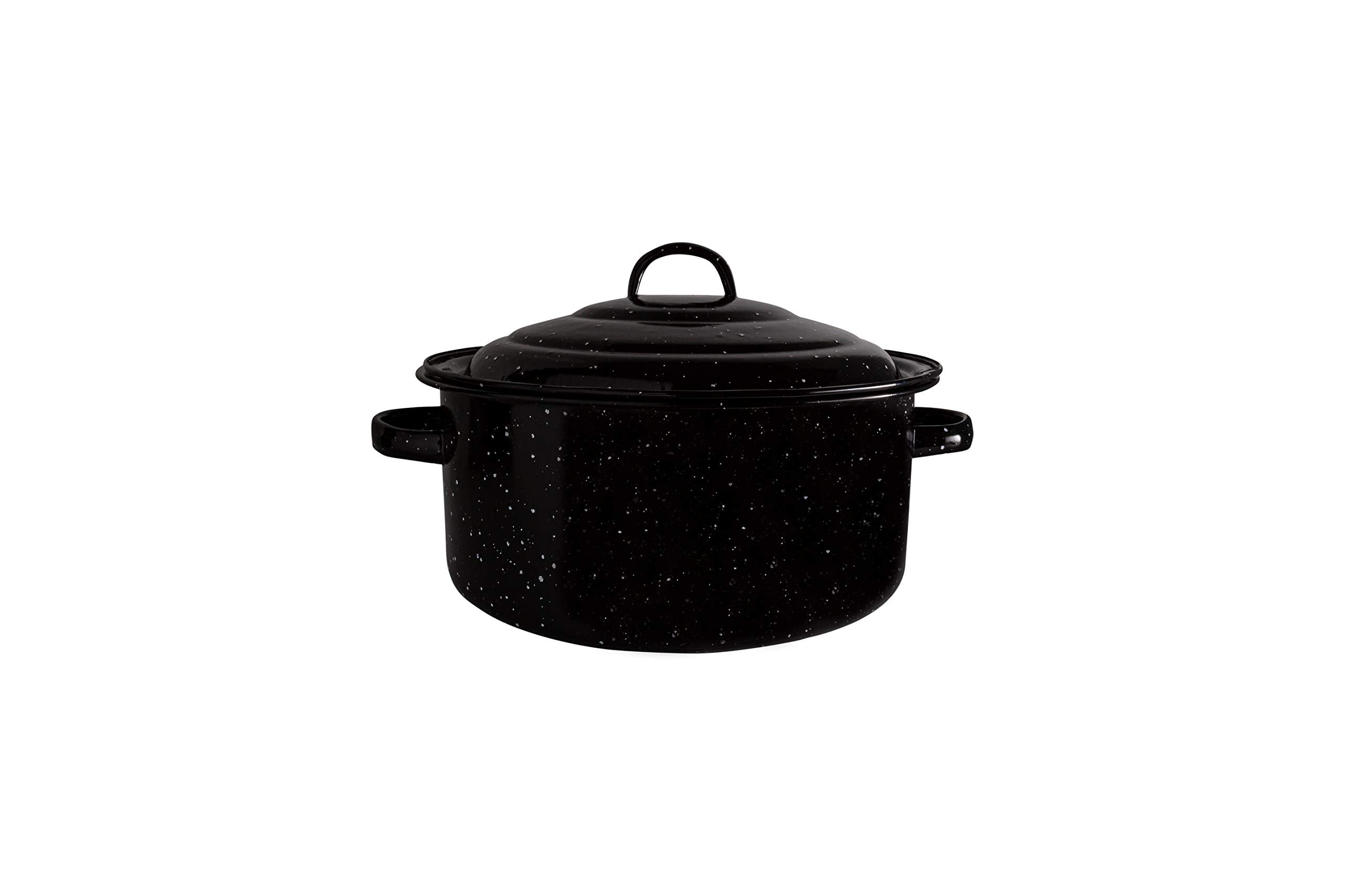 Millvado Graniteware 5 Qt Stockpot: Naturally Nonstick Soup Pot With Lid - Speckled Enamel Cookware - Stock Pot For Cooking and Boiling - Big Granite Cooking Pot for Stovetop, Campfire, Outdoor Stove