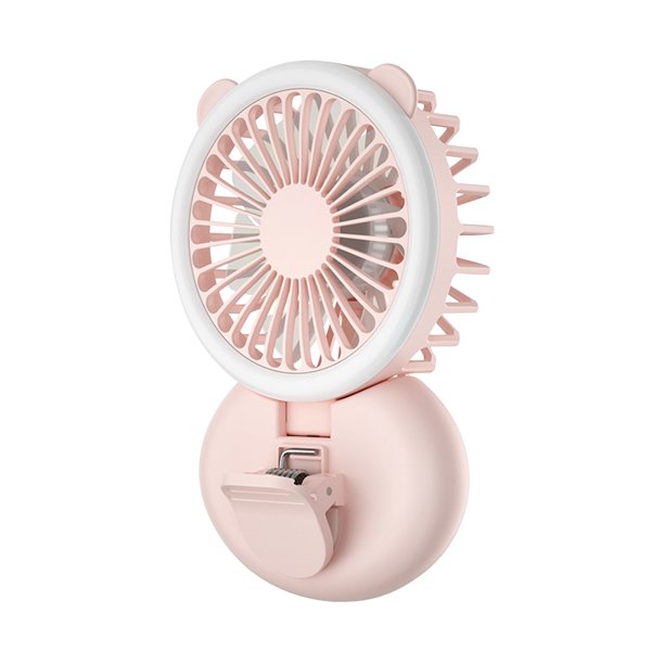Mini Ventilador Pequeño con Luz de Clip Wmkox1619yii Portátil de Mano Cuello Plegable Carga USB