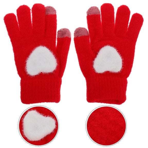 UNOMOR 1 Pair Cute Mittens Red Cotton Windproof for Men and Women in Cold Weather