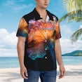thumbnail image 3 of Balery Bioluminescent Underwater Flower Camisas hawaianas de manga corta para hombre, camisas playeras de corte holgado, camisas de vacaciones con botones,Large, 3 of 7