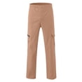 thumbnail image 5 of NinXxx Men's Versatile All Season Cargo Zipper Button Hem Solid Plus Size Outdoor Trousers Gold XXXL, 5 of 6