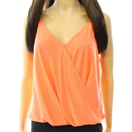 Lush Cosmetics Lush New Orange True Coral Size Large L Junior Faux Wrap Cami Blouse Walmart Com