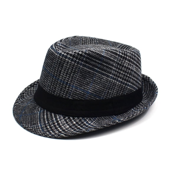 SikaFu New Models Of Polyester Cotton Striped Grid Hats, Fashion Curled Small Eaves Shade Hat Jazz Hat Men's Casual Hat