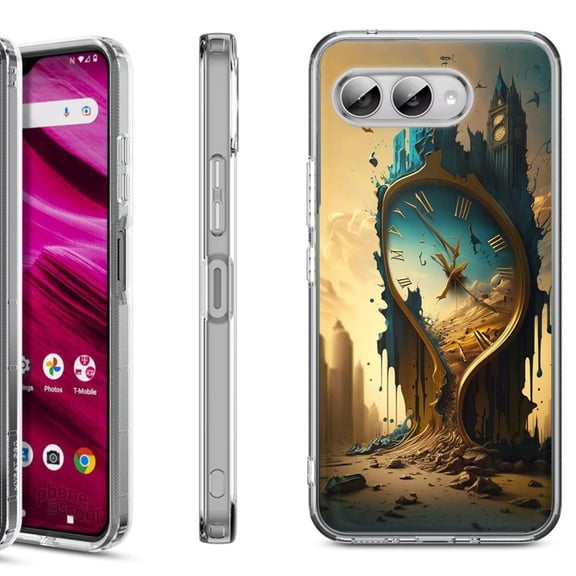 Shockproof Phone Case for T-Mobile Revvl 8, by OneToughShield - Melting Clock