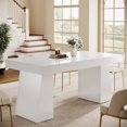 thumbnail image 2 of Tribesigns 55“ Dining Table for 4-6, Rectangular Wooden Dining Room Table, Kitchen Dinner Table, White, 2 of 7
