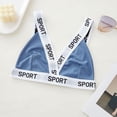 thumbnail image 4 of ManxiVoo Contrast Trim Bralette with Fashionable Letter Detail Comfortable Wireless Triangle Cup Top M Size Dark Blue, 4 of 5