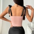 thumbnail image 5 of Youyipin Color Block Corset Lace Up Crop Tank Top Sexy Concert Outfits Tie Front Overbust Going Out Bow Bustier Going Out Tops For Women, 5 of 5