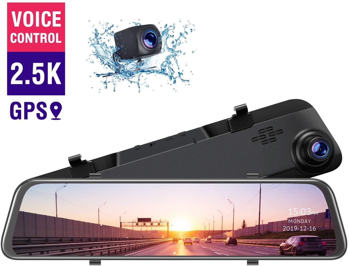 TOGUARD 7/" Dual Lens Dash Cam HD 1080P Car DVR Rearview Mirror Backup Camera US
