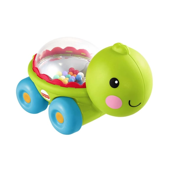Fisher-Price Poppity Pop Turtle Push-Along Vehicle with Sounds for Infant Crawling Play