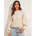 thumbnail image 3 of PrettyGuide Women's Casual Crewneck Lantern Sleeve Sweaters Flutter Shoulder Chunky Knit Pullover Sweater Tops, 3 of 9