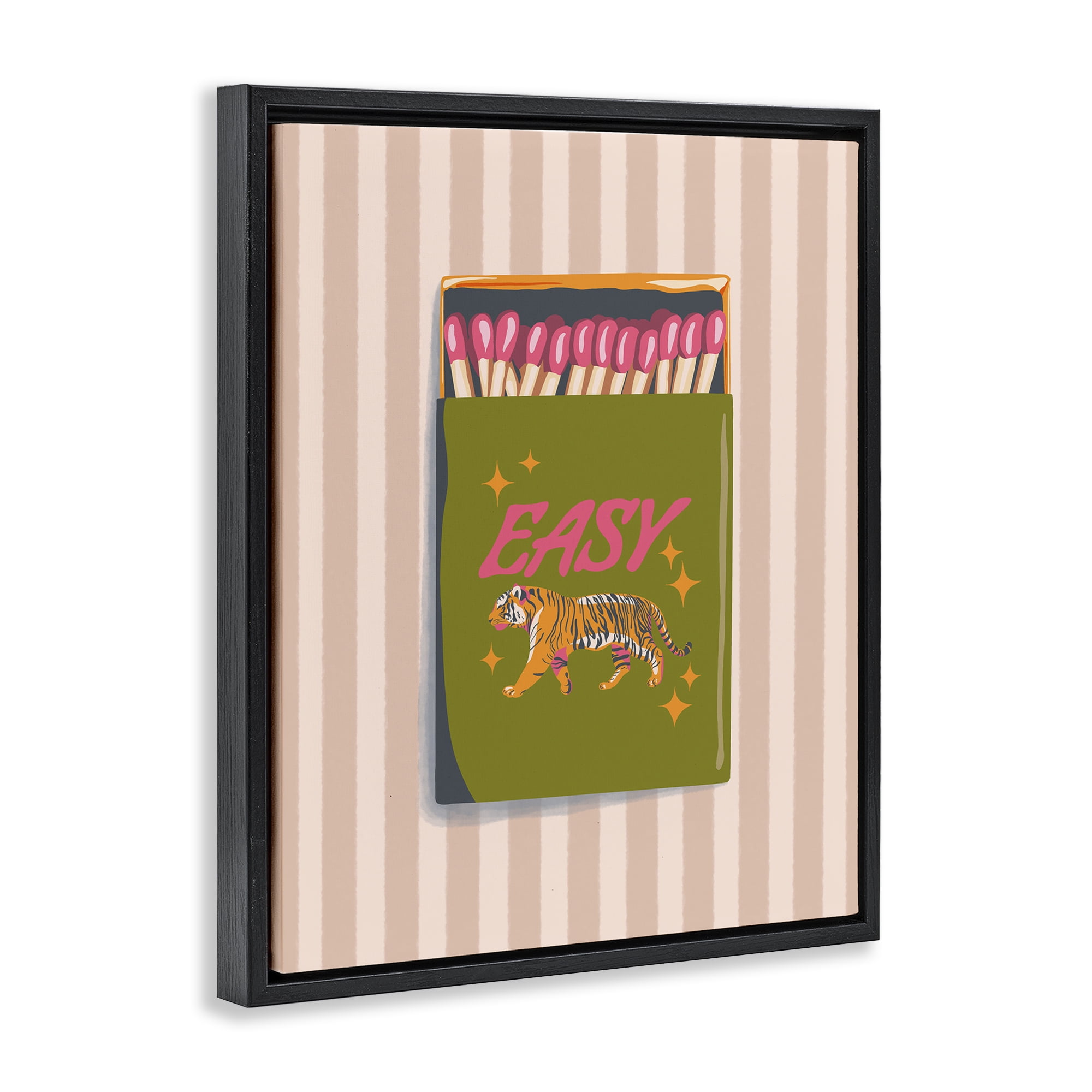 Easy Tiger Retro Matches Black Framed Floater Canvas Wall Art, design by Elyse Anastacia