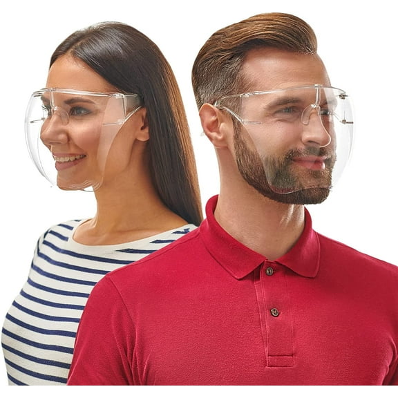 Face Shield, Clear Visor, Polycarbonate, Hook-and-Loop Suspension, Uncoated Lens