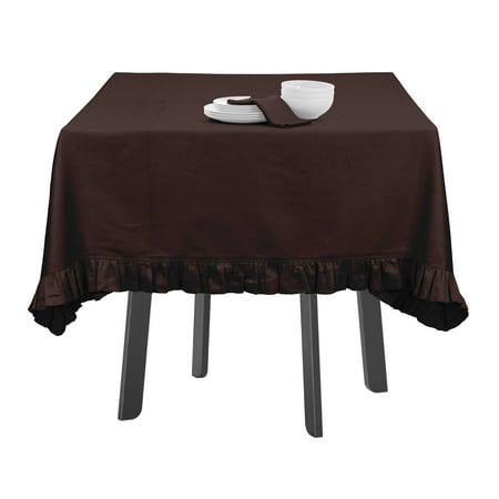 

Vargottam Ruffle Tablecloth Solid Table Cover Cotton Tablecloths For Square Tables Dining Tablecloths Table Linens Washable Brown 60 x 60 Inches