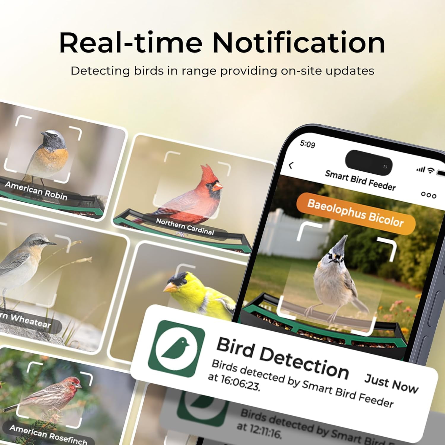 TT Nature Smart Bird Feeder with Camera, Solar Powered Squirrel Proof Outdoor Bird Watching, AI Species Identification, 3.2L, Green